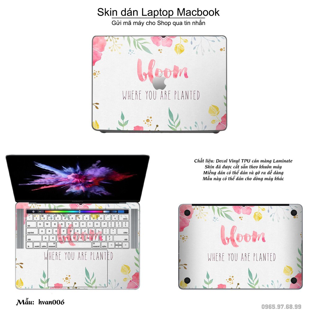 Skin dán Macbook in hình Hoa văn (inbox mã máy cho Shop)