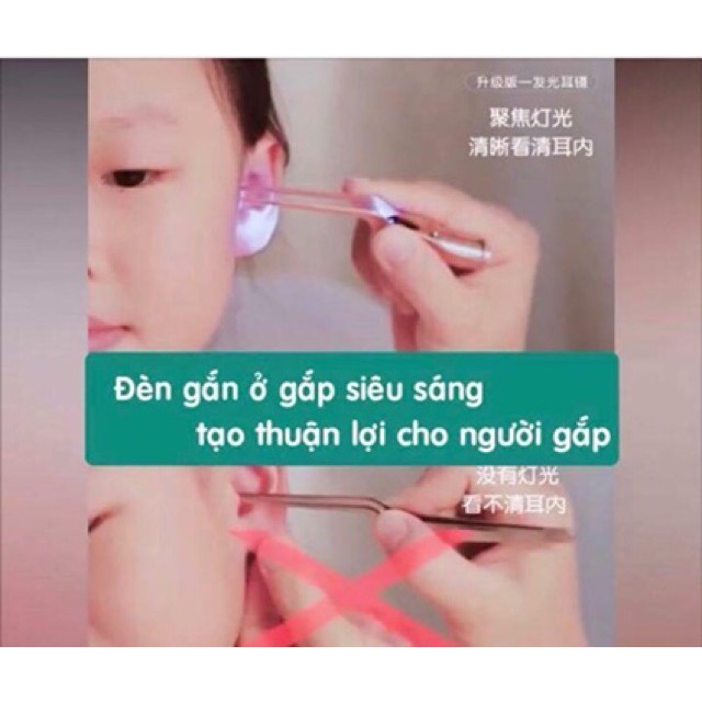 Bộ ngoáy tai nặn mụn hợp kim có đèn