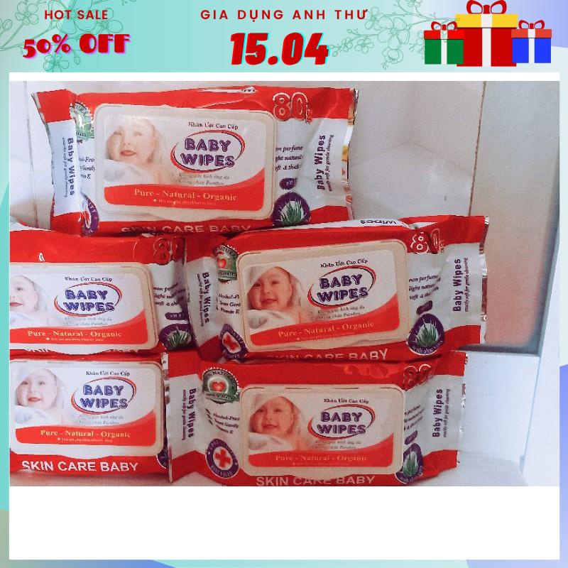 Khăn giấy ướt Baby wipes 80gr kích thước: 20 x 15cm