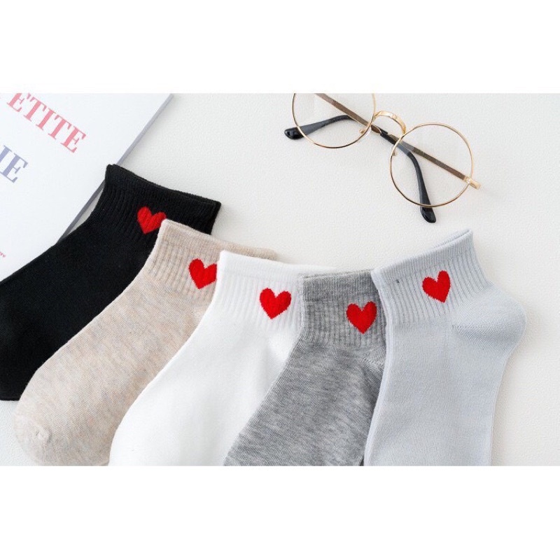 Tất vớ nữ cổ ngắn hình trái tim phong cách Hàn Quốc