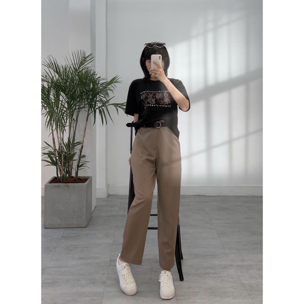Quần tây nữ ống đứng, chất liệu Cotton cao cấp kẻ sọc đặc biệt, phong cách năng động - Kem Nâu | BigBuy360 - bigbuy360.vn