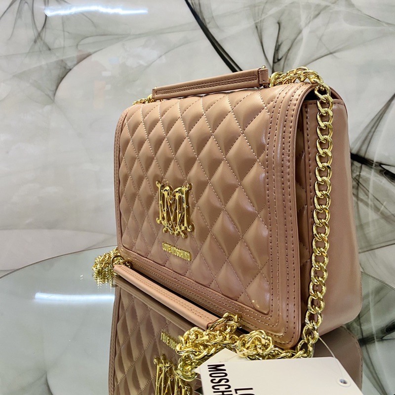 Túi Love Moschino chần trám màu hồng nude sang trọng - có dustbag