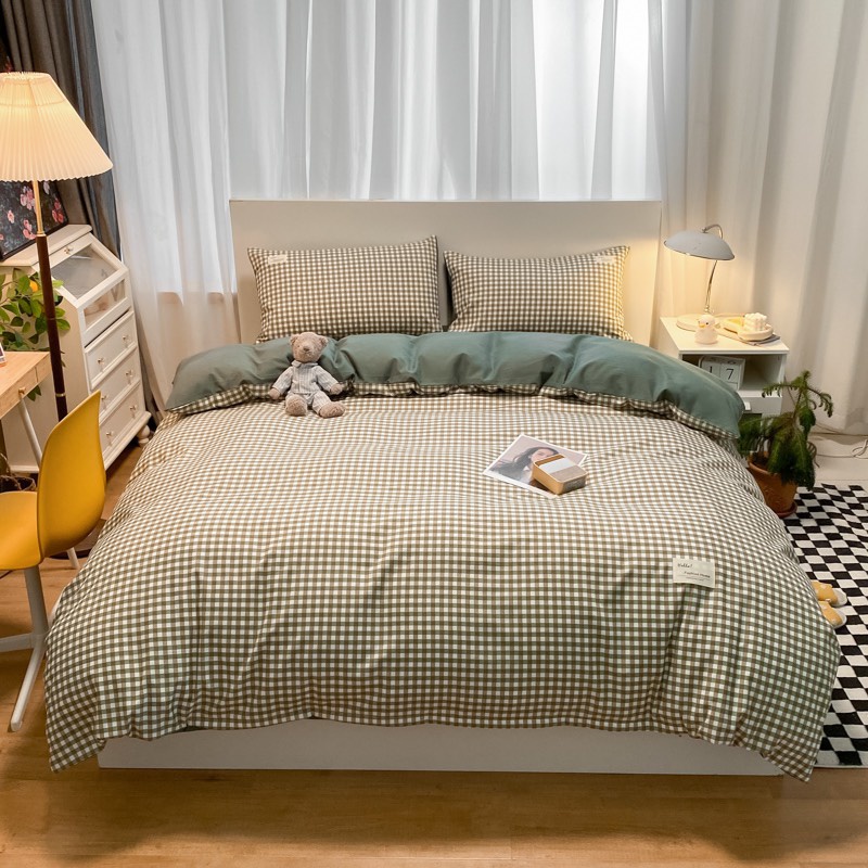 Bộ 4 Món Vỏ Chăn Ga Gối Cotton Tici Kẻ Caro Vintage Trẻ Trung Năng Động Cao Cấp Nhập Khẩu Size m6 m8 2m2 Napbedding
