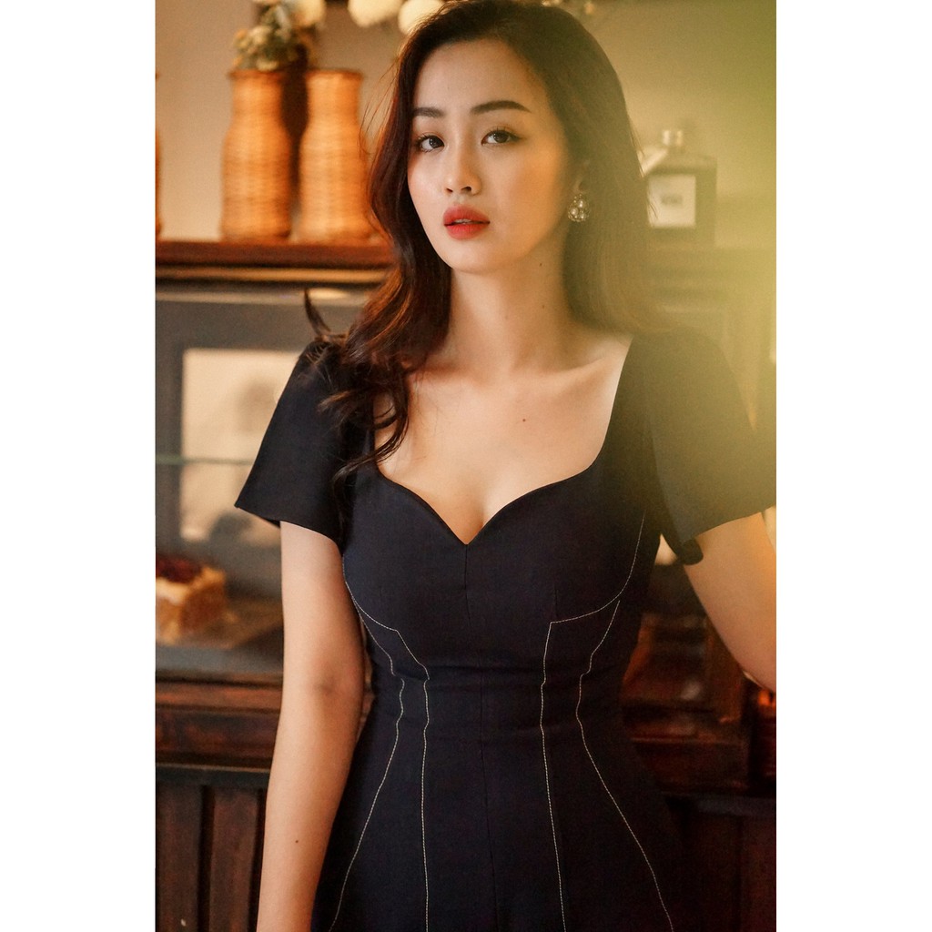 AMBER - Đầm cổ tim Koche xanh navy | BigBuy360 - bigbuy360.vn