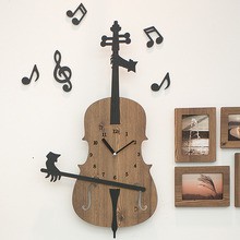 Đồng hồ treo tường, đồng hồ treo tường trang trí nhà cửa decor Cây Đàn - Cello Wall Clock -  không kèm khung  ảnh