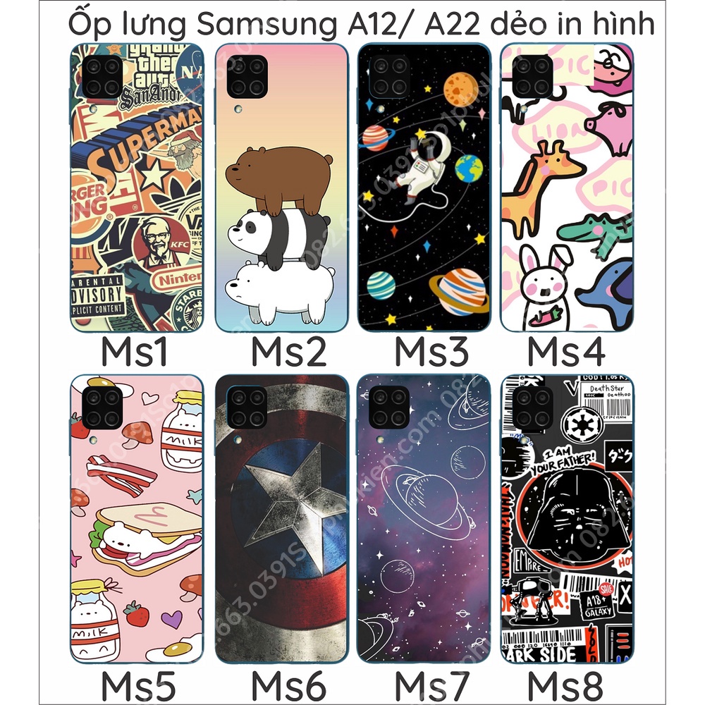 Ốp lưng Samsung A12 / A22 dẻo in hình mẫu dễ thương