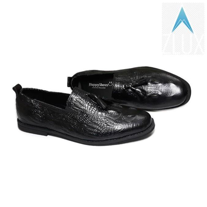 😘😘 Giày Lười Nam Công Sở Happyshoes Da Bò Thật Vân Cá Sấu - CS04 😘