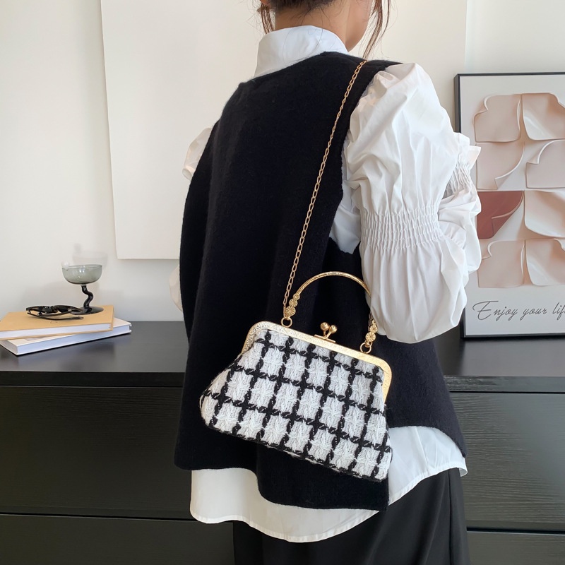 Túi Xách JASMIN NOIR Nữ Bằng Len Phối Dây Xích Thời Trang