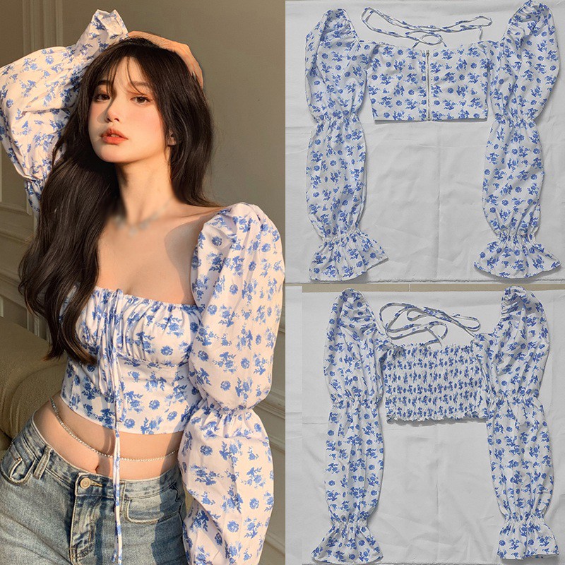 Áo Lửng Tay Dài Họa Tiết Hoa Thời Trang Quyến Rũ Cho Nữ | BigBuy360 - bigbuy360.vn