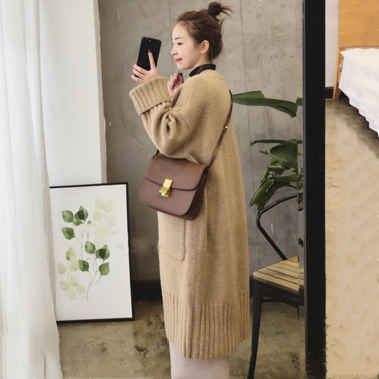 Áo khoác len dệt kim cardigan cổ chữ V mùa thu đông dành cho nữ phong cách retro hàn quốc; A09 - BONMIE