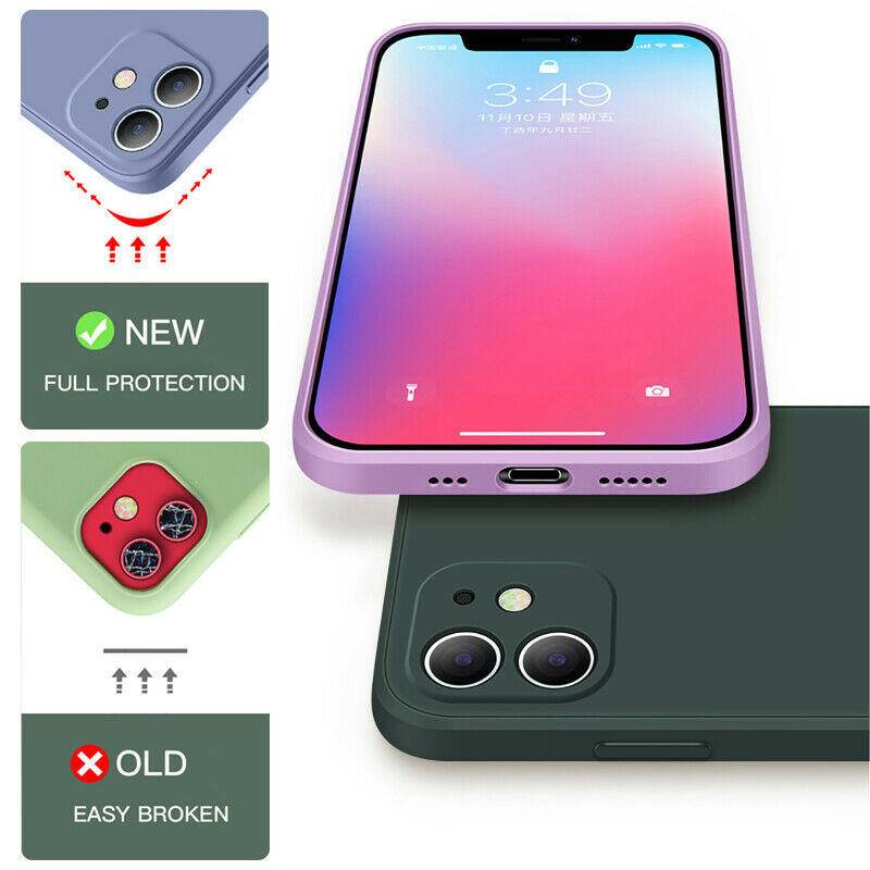 Ốp điện thoại silicone dẻo viền vuông chống sốc sang trọng thích hợp cho IPHONE 12 11 13 PRO MAX MINI XS X XR