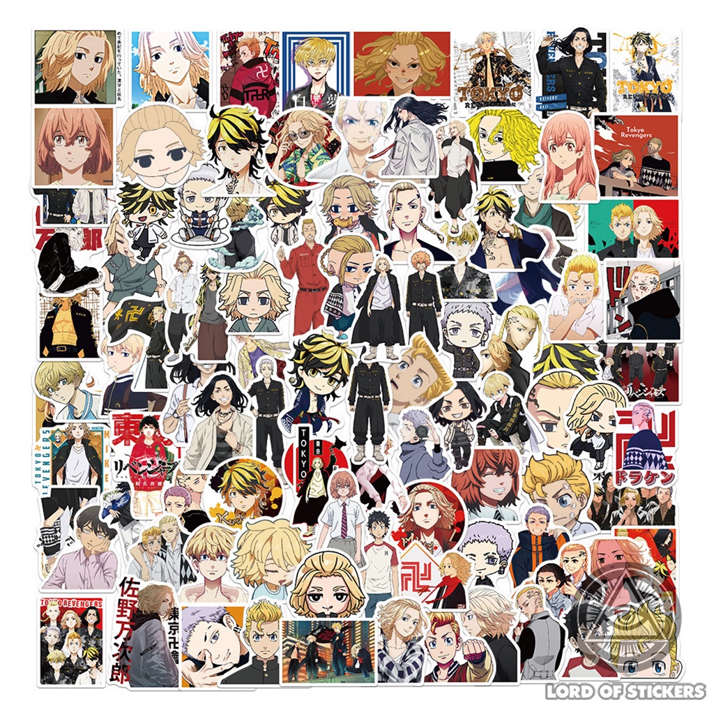 Set 100 Hình Dán Tokyo Revengers Anime Manga Sticker Chống Thấm Nước Trang Trí Mũ Bảo Hiểm, Ván Trượt, Laptop, Vali, Sổ