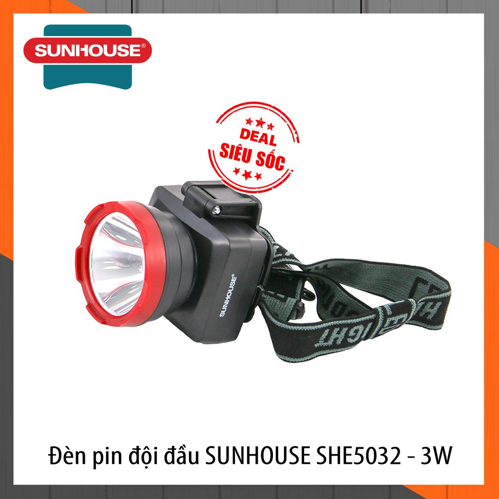 Đèn pin đội đầu SUNHOUSE Cỡ Trung - SHE5032 (3W)