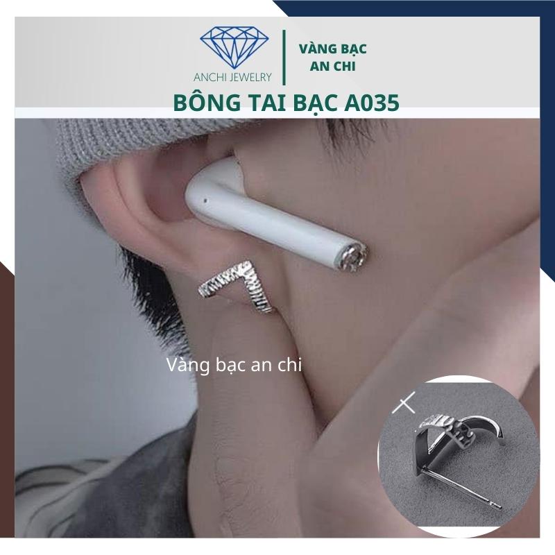Khuyên tai nam nữ bạc tròn đính ngôi sao dài - bạc ý 925 cao cấp - Anchi jewelry , NHIỀU MẪU
