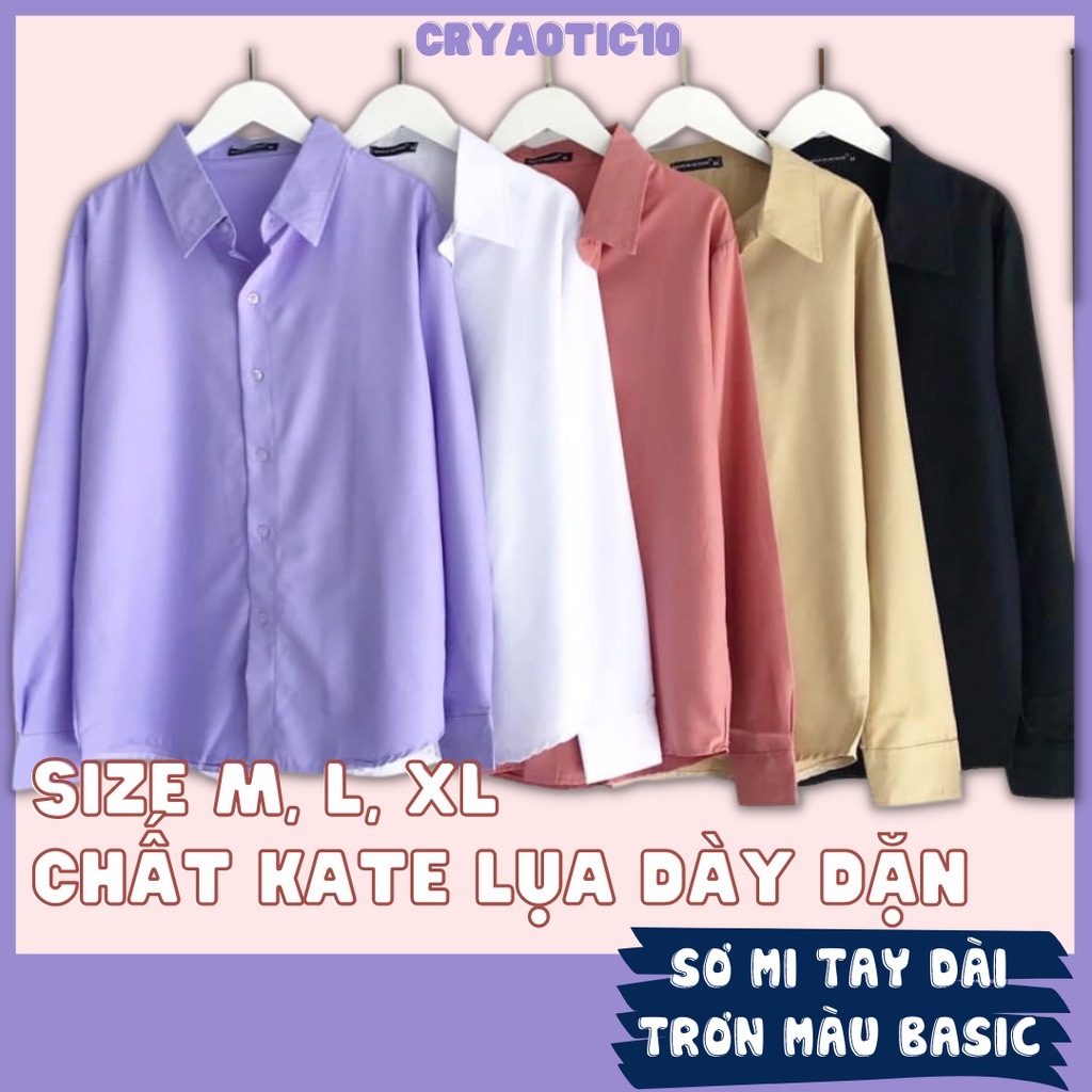 Tổng hợp áo sơ mi tay dài trơn màu unisex