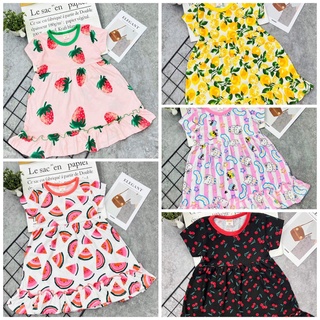 Đầm xòe thun cotton xuất khẩu siêu mềm nhẹ cho bé gái 10 đến 25kg - Đầm váy bé gái - pikakids