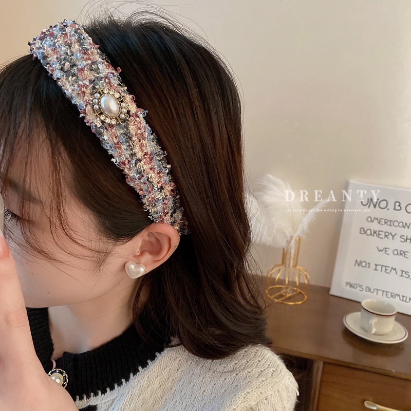 Băng Đô Cài Tóc Đính Hạt Ngọc Trai Thời Trang Thu Đông Cá Tính