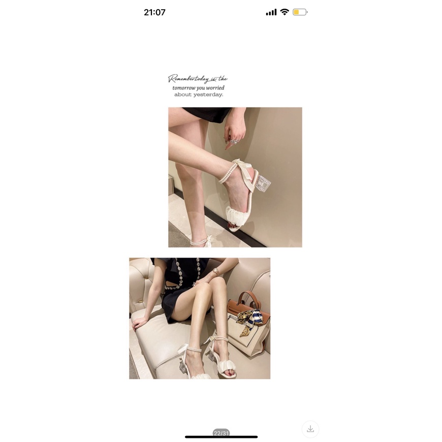 Giày Nữ 5 Phân Dây Ngọc Gót Pha Lê Siêu phẩm cho Nàng Thêm Xinh Size 35 - 39