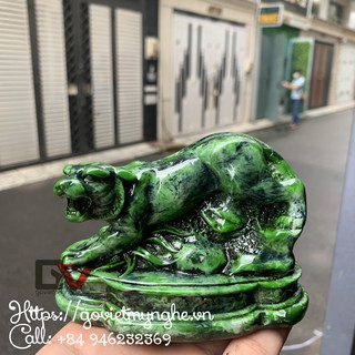 [Linh vật Hổ Tượng đá hổ trang trí phong thủy trấn trạch - để bàn cao 8cm - xanh lục bích
