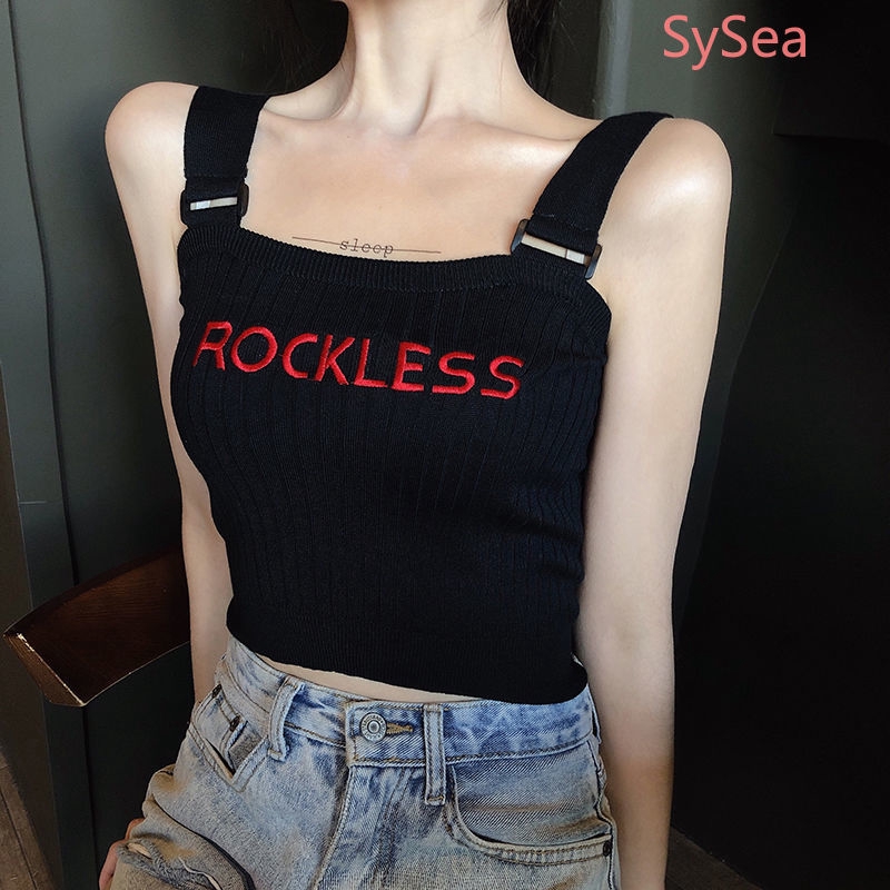 Áo Tank Top Hoạ Tiết Chữ Thêu Cho Nữ