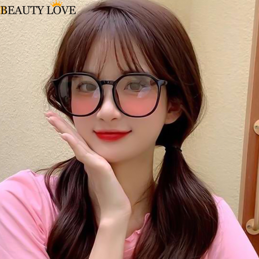 Ins Mắt Kính Má Hồng Tròn Blue Ray Tròng / Kính Mát Gọng Vuông Không Đều Màu Gradient Lấp Lánh Chống Tia UV Trang Trí Sáng Tạo Thời Trang