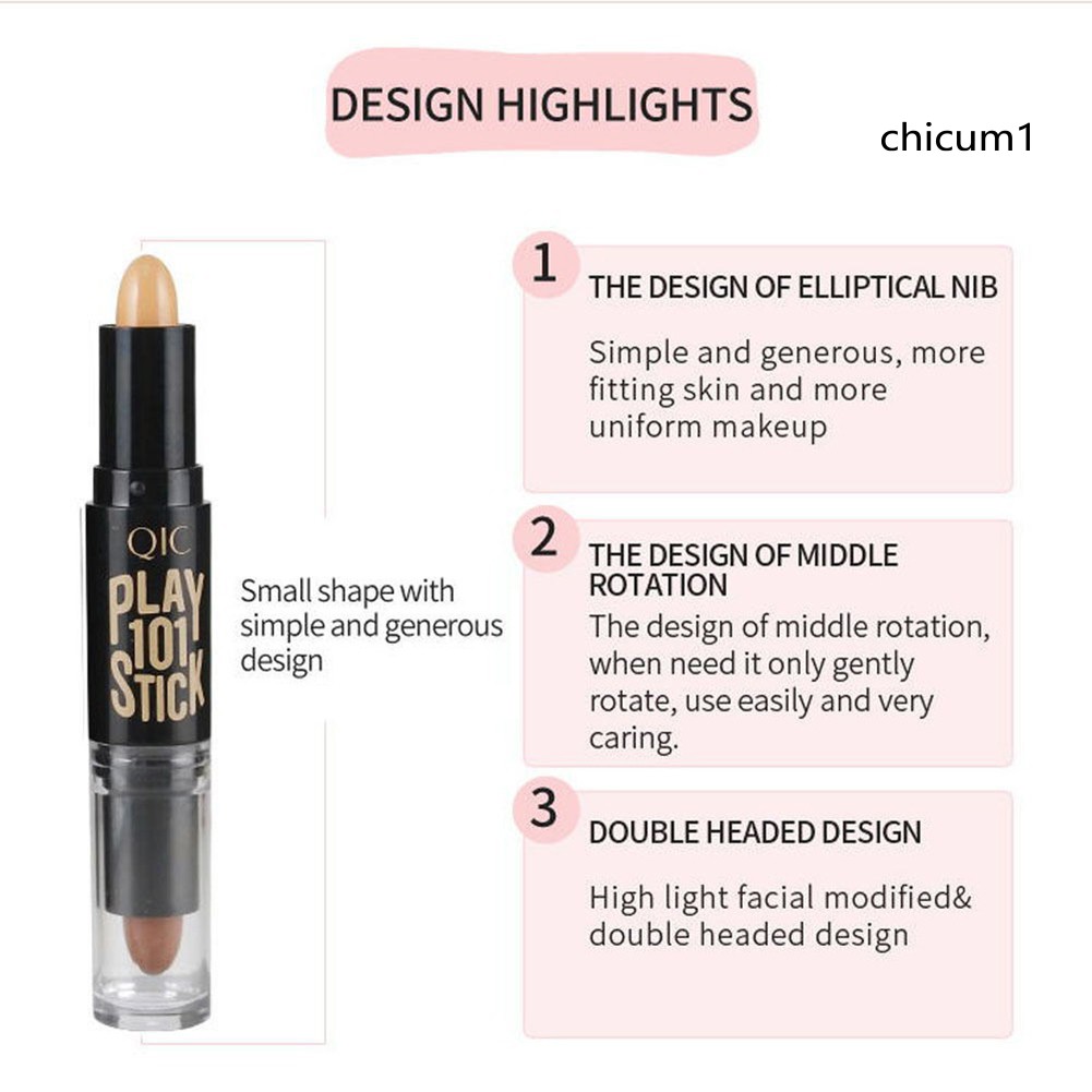 [Hàng mới về] Thanh Trang Điểm Bắt Sáng Che Khuyết Điểm Hai Đầu Tạo Khối