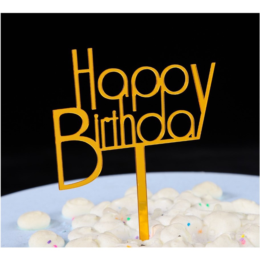Hình cắm meka Happy Birthday Béo trang trí bánh sinh nhật, topper cake