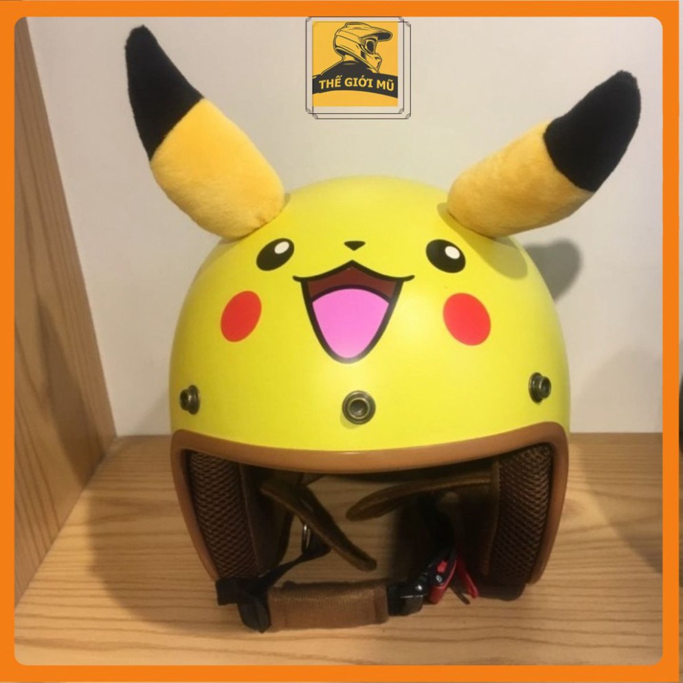 <Hàng Cao Cấp> Mũ bảo hiểm 3/4 Pikachu có sừng cute cho bạn gái