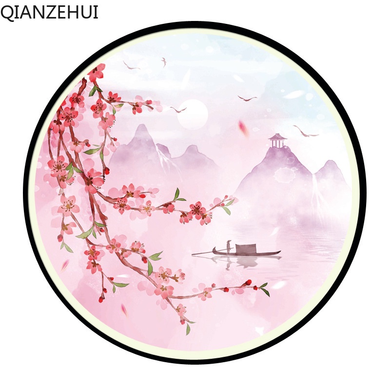 Bộ Tranh Thêu Chữ Thập Đính Đá Tự Làm 5D 11CT Hình Hoa Đào Phong Cách Lujiang Jiangnan