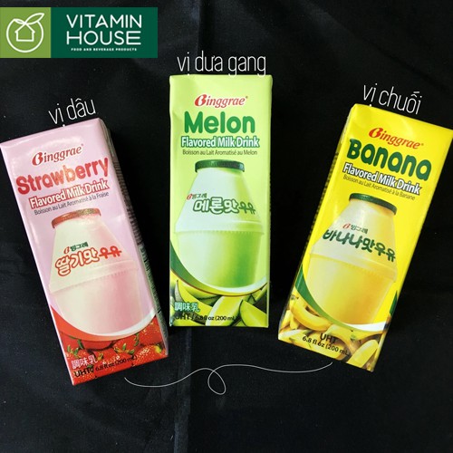 Sữa Binggrae Hàn Quốc 200ml Chuối, Dâu, Dưa lưới - VITAMIN HOUSE | BigBuy360 - bigbuy360.vn