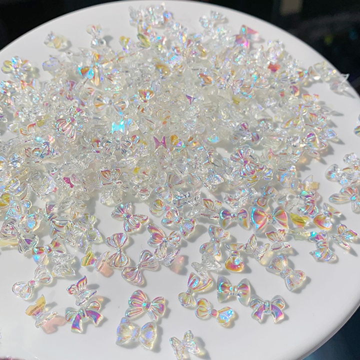 Túi 50 Charm Nail Nơ Màu Thạch 7 Màu, Phụ Kiện Nail - Vani Store