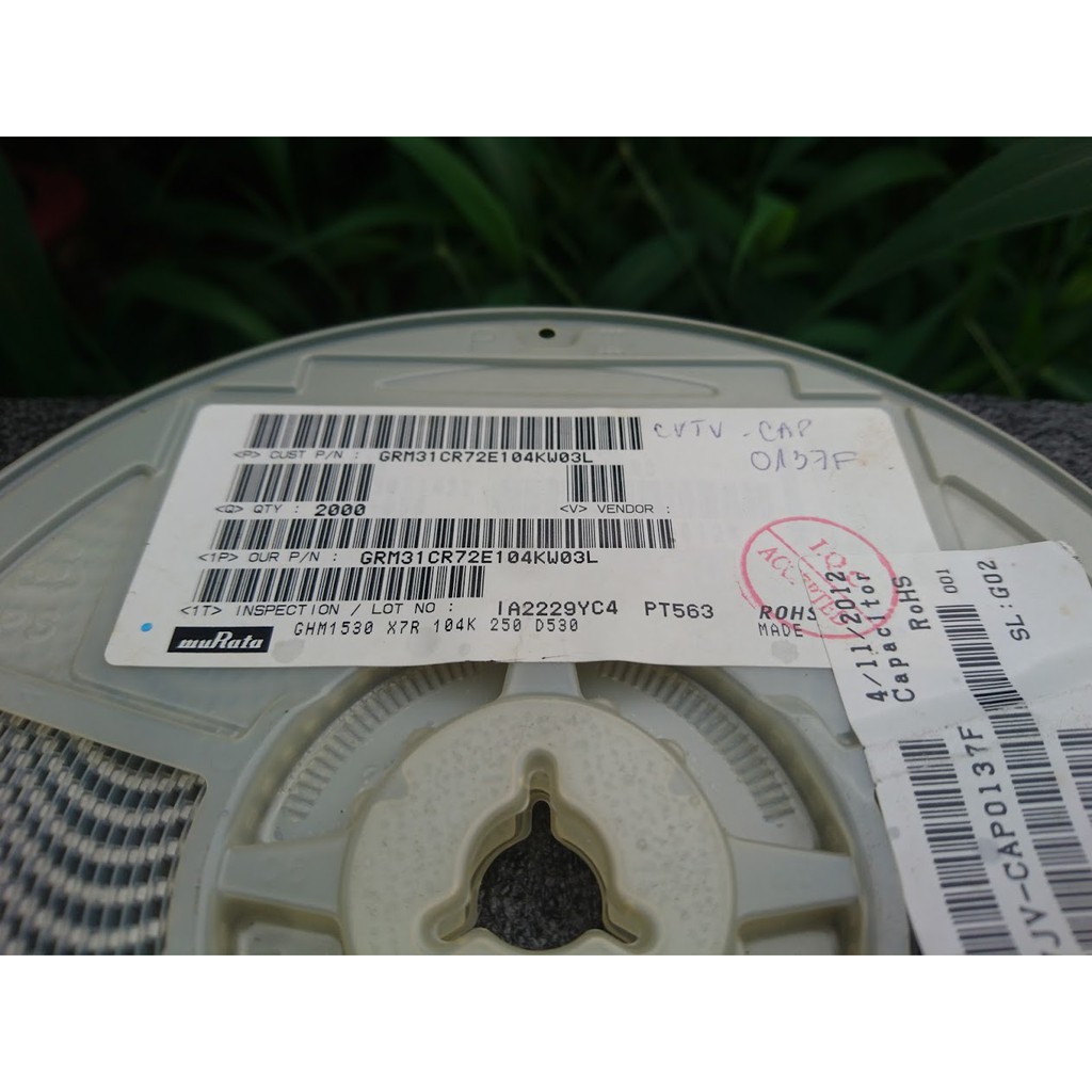 Tụ điện 1206 Murata X7R 0.1uF 250V GRM31CR72E104KW03L