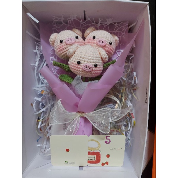 Hoa len handmade hình đầu heo
