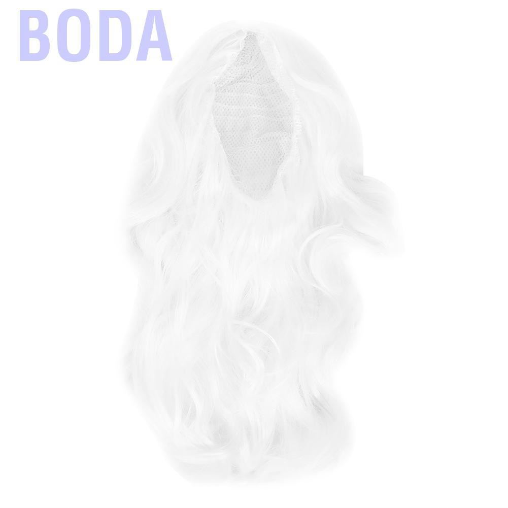 Boda Cosplay Santa Claus Wig Synthetic Hair White Long Curly Wavy Wigs for Christmas