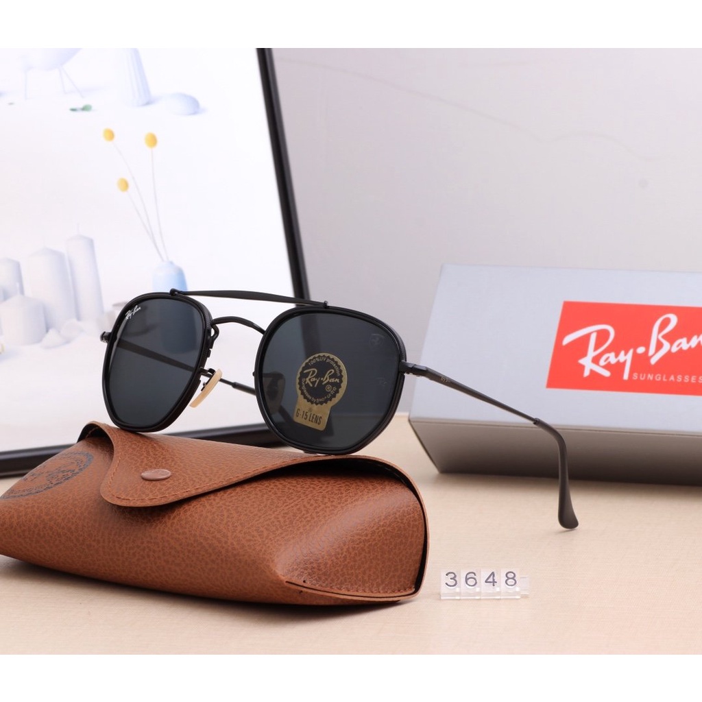 (COD Available) Ray-Ban_ Kính râm Clubmaster Large Metal 2021 Châu Âu và Mỹ Người hâm mộ Kính râm Nam và Nữ Lái xe Du lịch Kỳ nghỉ Bảo vệ tia cực tím Kính râm đi biển