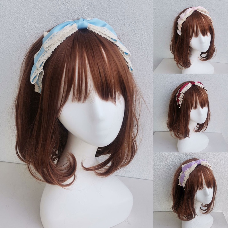 Băng Đô Cài Tóc Phối Ren Phong Cách Lolita Ngọt Ngào Dùng Hóa Trang