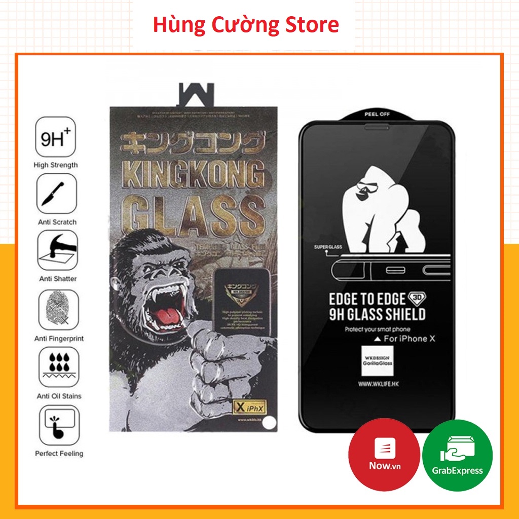 Cường lực kingkong Cho Iphone  14 Pro Max 6 7 8 Plus Xs max 11 pro maxs Xs max xr 13 ProMax 12 Pro max Full Màn WK 3D