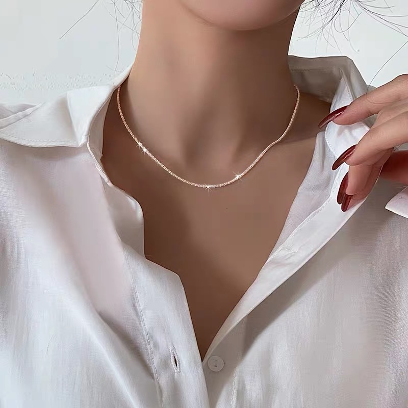 Vòng cổ Thép Y Tế Mạ Vàng 18K Đính Đá Lấp Lánh