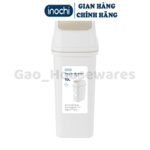 [FreeShip] Thùng rác nắp lật 10L (có lõi) inochi, nhựa nguyên sinh, ngăn mùi hôi, kháng khuẩn - Giao màu ngẫu nhiên