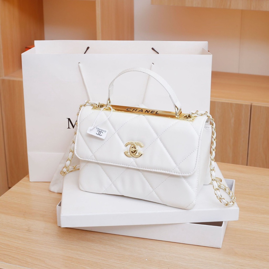 Túi Chanel - Size 25cm - Khoá phụ kiện logo hãng - Quai xách kèm dây đeo chéo - Hàng đẹp - Giá rẻ - Free ship