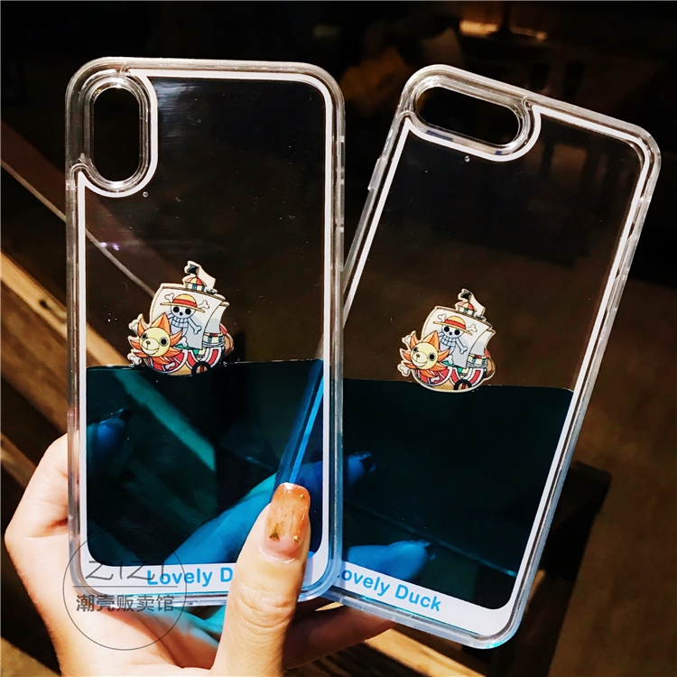 Ốp Lưng Kim Tuyến Nước In Hình Tàu Cướp Biển Dễ Thương Cho Iphone 6 6s 7 8 Plus Xs Max Xr