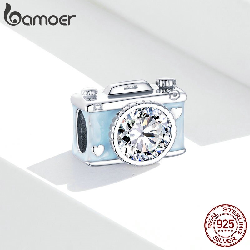Hạt charm Bamoer chất liệu bạc 925 hình máy ảnh trang trí vòng tay