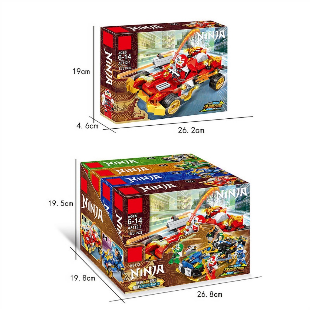 Lego Ninjago mô hình đồ chơi lắp ghép thông minh Ninja Pull Back Racing A8112 4 mẫu xe - shop Lego World