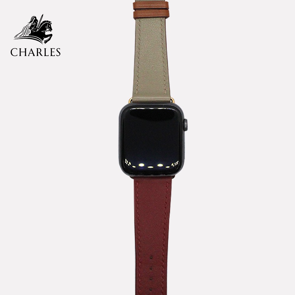 Dây da Swift CHARLES dây cho Apple Watch Series 1/2/3/4/5/6 | Swift Đỏ Kem size Nữ 38/40mm