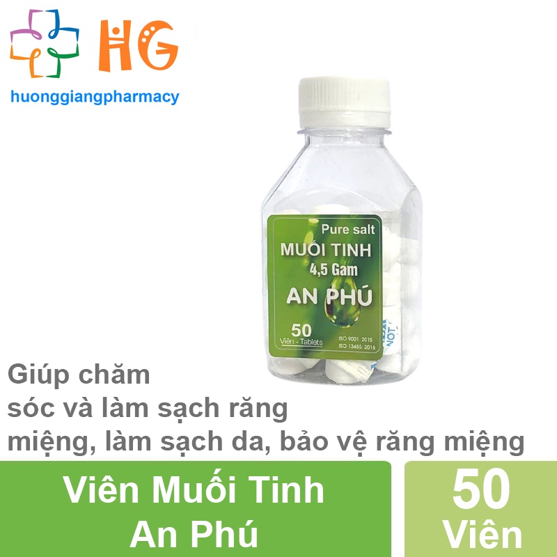 Nước muối súc miệng natri clorid Muối Tinh An Phú muối viên chính hãng thuận tiện tự pha theo nhu cầu Lọ 50 Viên