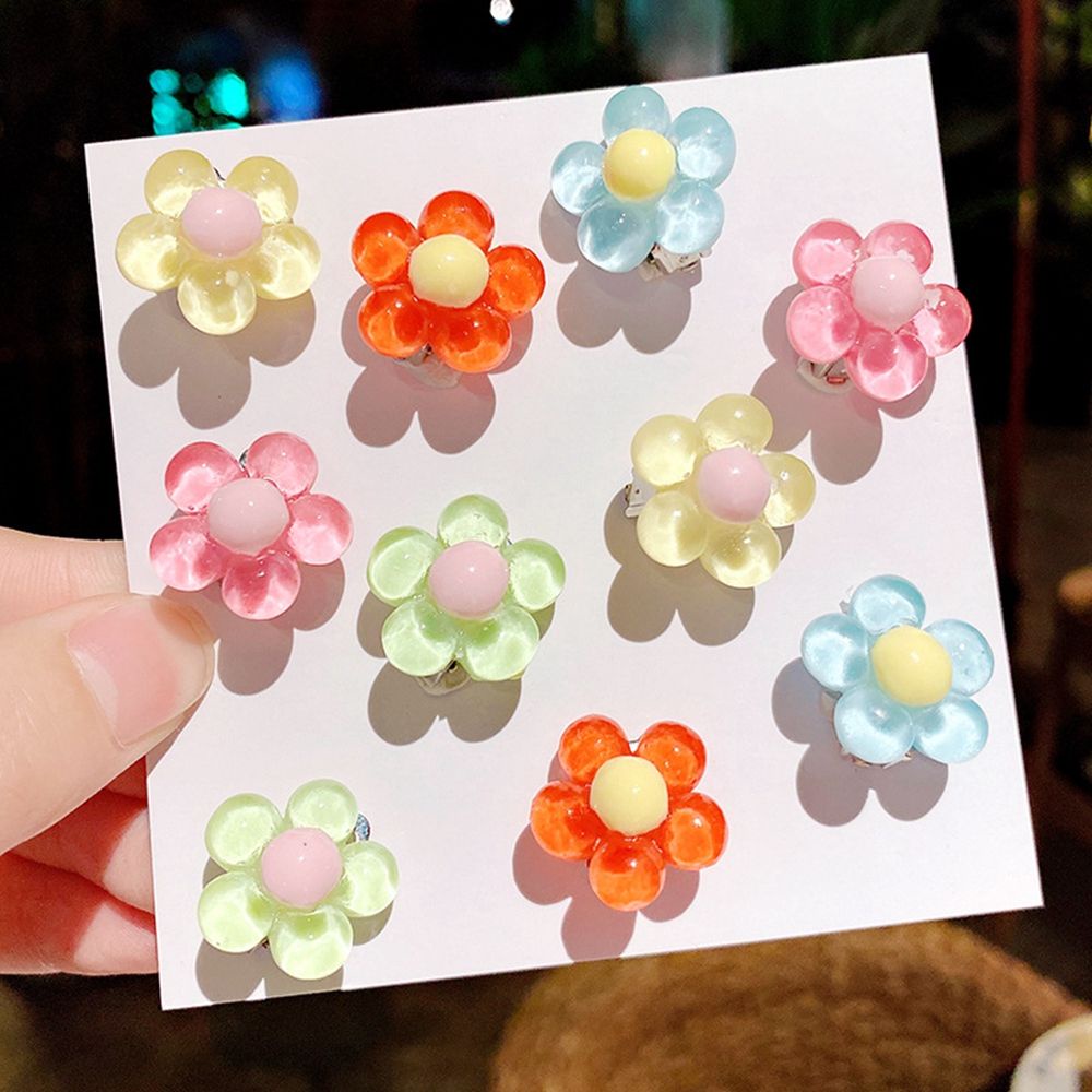 Set khuyên kẹp vành tai không cần xỏ lỗ thiết kế trái cây/ nơ/ hoa/ nhiều mẫu khác hoạt hình đáng yêu dành cho bé gái