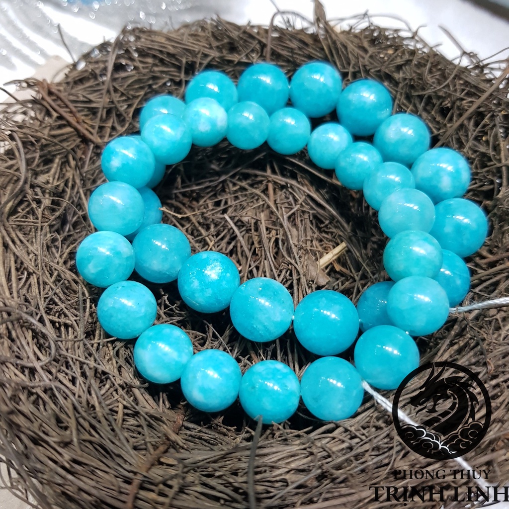 VÒNG TAY CHUỖI TRƠN AMAZONITE XANH NGÁT