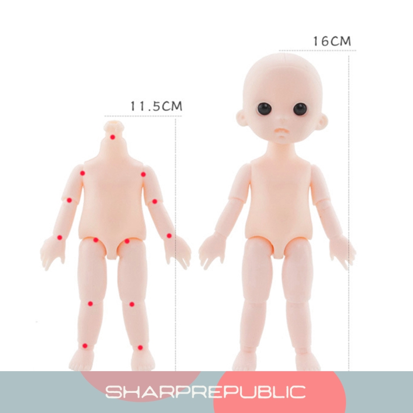 1/12 Ball Jointed Unpainted Doll Body with Head Shoes DIY Parts Accessory