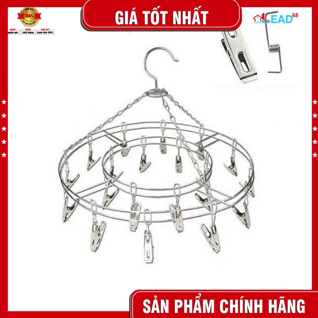 Móc chùm inox phơi quần áo bé,khăn tả,quần áo chíp 20kẹp chắc chắn