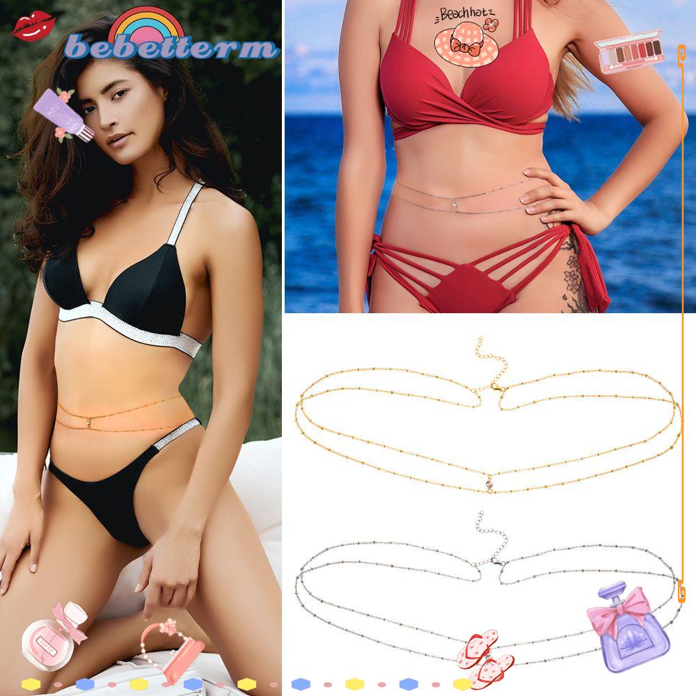 Dây Đeo Thắt Lưng Xỏ Hạt Đồng Hai Lớp Đơn Giản Gợi Cảm Thời Trang Mùa Hè Cho Nữ